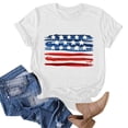 thumbnail image 3 of Chemises de la Fête de l'Indépendance pour Femmes Imprimé Drapeau Américain Été Col Rond Manches Courtes Tunique Haut Blouse Patriotique Tee, 3 of 4