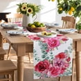 thumbnail image 2 of Table Runner 36 Inches Long for Kitchen Dining, Pink Red Floral Valentines Dresser Scarf Farmhouse, Dining Table Decorations for Wedding/Parties, Watercolor Eucalyptus Leaves 13 x 36 In, 2 of 9
