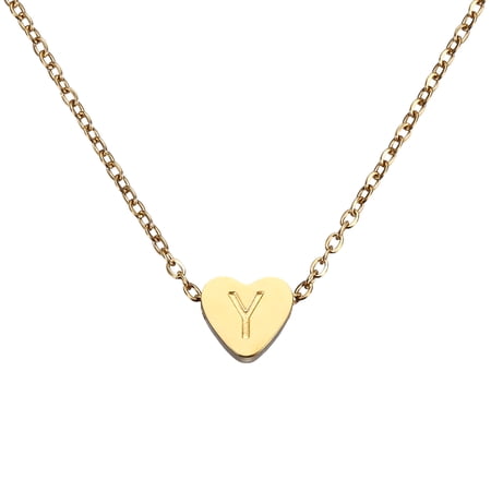 Uxcell Initial Heart Necklace for Women, 18K Gold Plated Stainless Steel Chain Dainty Personalized Name Letter Y Pendant Necklaces for Woman Jewelry Gifts, Gold Tone