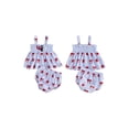 thumbnail image 2 of BemeyourBBs Newborn Baby Girl 4th of July Outfit Patriotic Independent Day Summer Clothes Blue Striped USA Star Printed Sleeveless Smocked Shirt Tank Vest Tops and Bloomers Shorts 2 Piece Set, 2 of 9
