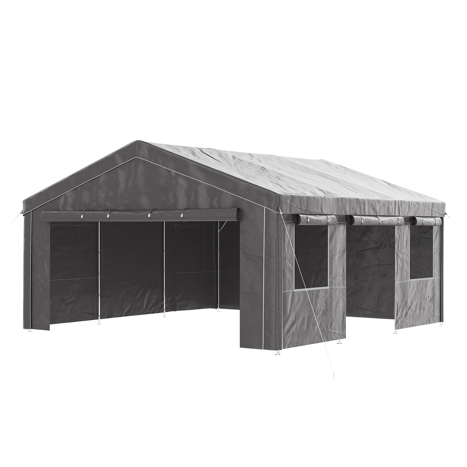 BaPiPro 20x20FT Grey Gable Top Carport, Multifunctional Outdoor Storage Shelter with All-Weather Metal Frame for Patio Vehicle Parking & Outdoor Gear Storage