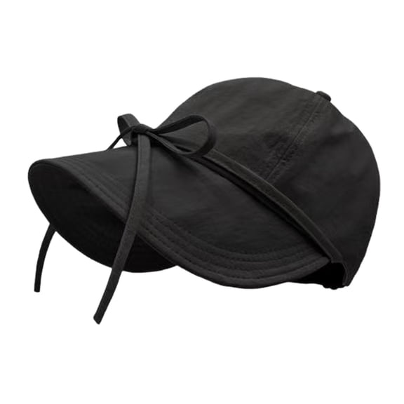 Women Bow‑Knot Strap Baseball Cap Soft Cotton Wide Brim Sun Hat Adjustable Lace‑up Casual Outdoor Travel Autumn Winter Fashion Head‑Accessory