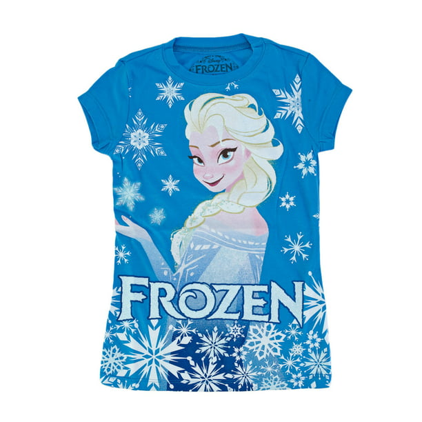 Disney Frozen Queen Elsa Frost Girls Blue T-Shirt | 6 - Walmart.com ...