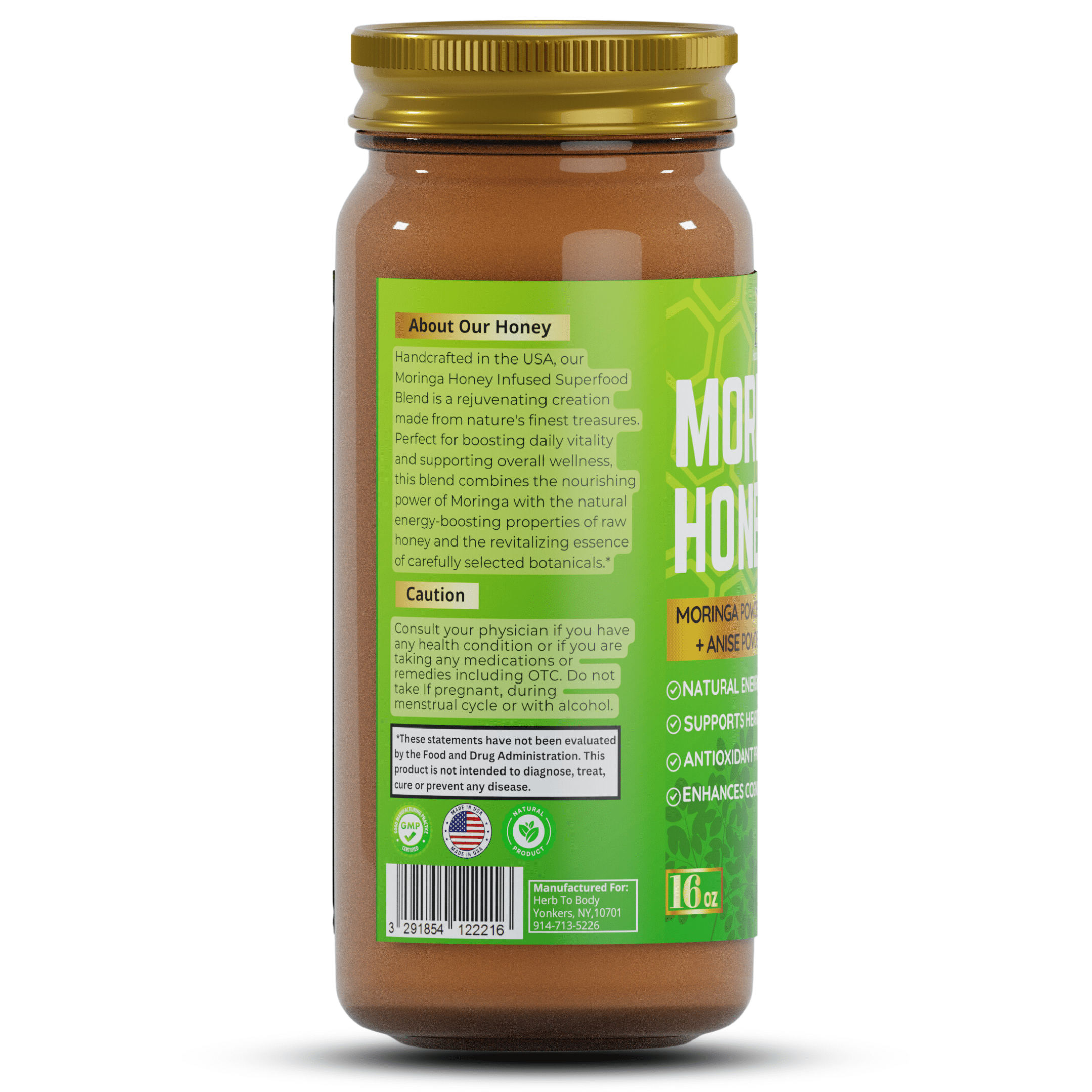 Herb To Body Moringa Honey | Multifloral Honey | Wildcrafted | 16oz