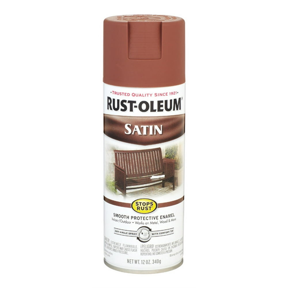 RustOleum Stops Rust Satin Chestnut Brown Spray Paint 12 oz.
