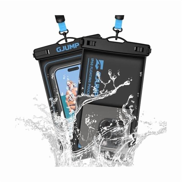 wonima02 2 Pack Floating Waterproof Phone Pouch, Up to 8.3" IP68 Cellphone Dry Bag Compatible for iPhone 16 15 14 13 Pro Max Samsung Galaxy, Essential for Beach Cruise Ship (Blue*2)