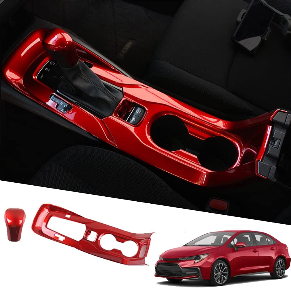 Xinrsheag ABS Auto Gear Shift Knob Console Panel Trims Cover Cup Holder Decor Sticker Interior Accessories Sticker 2Pcs Set Red for Toyota Corolla 2020 2021 2022 Walmart