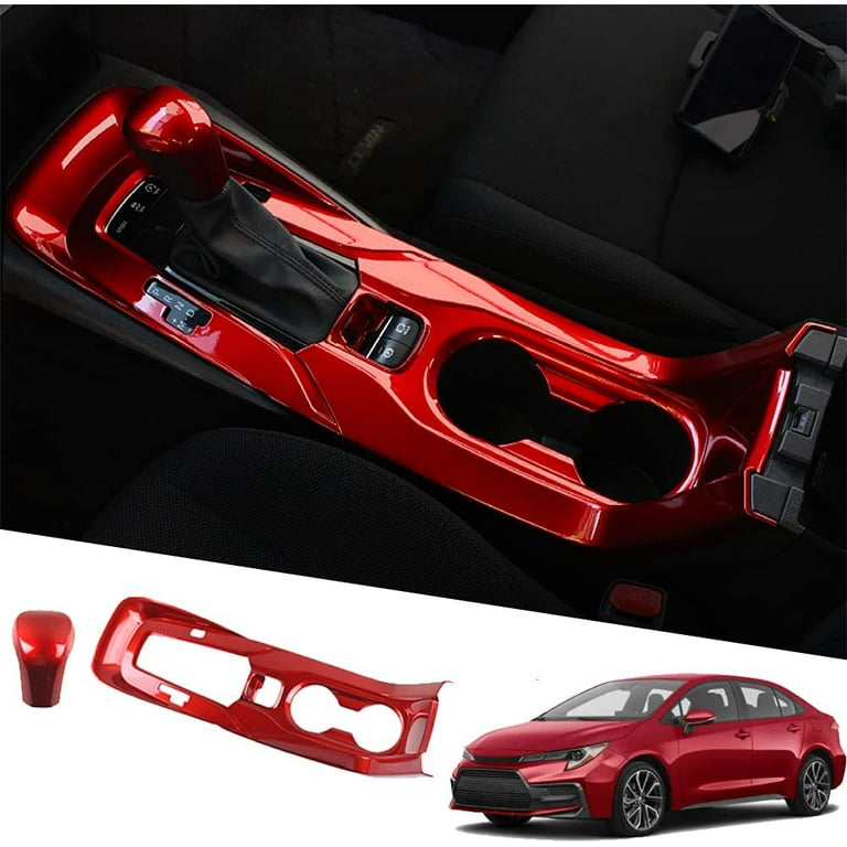 Xinrsheag ABS Auto Gear Shift Knob Console Panel Trims Cover Cup Holder Decor Sticker Interior Accessories Sticker 2Pcs Set Red for Toyota Corolla 2020 2021 2022 Walmart