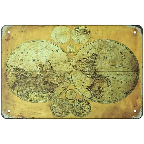 Retro Funny Metal Sign Sheet Signs Tin Sign,old world map, , 8 x 12 Inches