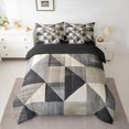 thumbnail image 2 of jejeloiu Patchwork Triangle 7-Piece Bedding Comforter Set,Vintage Geometric Pattern King Bedding Sets,Gray Black Beige Bed Sheets For Adults,Breathable Home Decor Reversible, 2 of 8