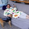 thumbnail image 3 of Wearable Oversized Blanket,White Dinosaurs Colorful Leaves Pattern Wearable Blanket Hoodie for Adults,Cozy Hooded Blankets with Super Pockets,Super Warm Fuzzy Pullover for Women & Men, 3 of 6