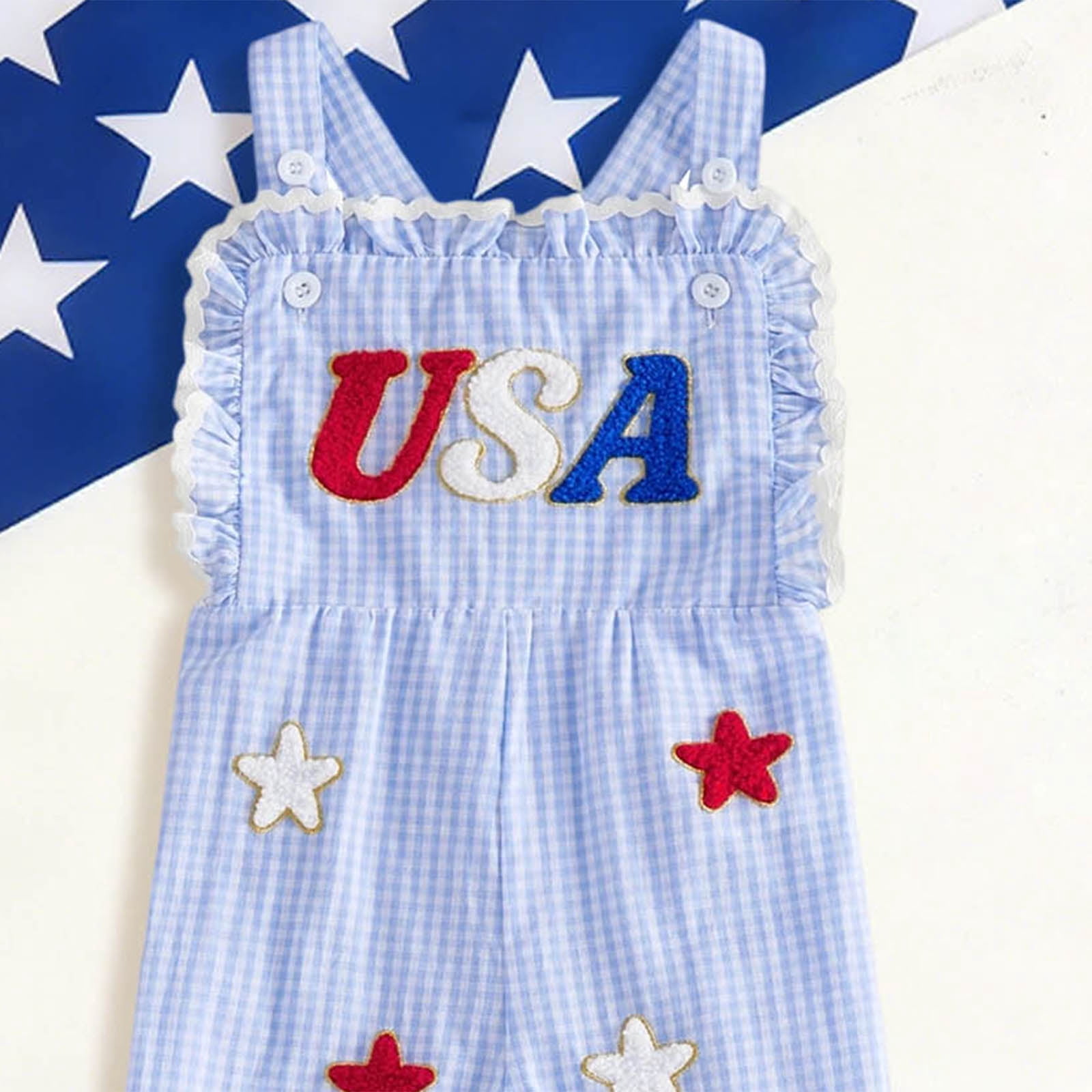 4th of July Outfits Baby Girl USA Romper Fourth of July Onesie Independence Day Bodysuit Memorial Day Clothes
