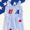 thumbnail image 3 of Faraee My First 4th of July Outfit Toddler Boy USA Flag Embroidery Jumpsuit Sleeveless Rompers Newborn Cute Overall Playsuit Clothes (18-24 M,Blue), 3 of 4