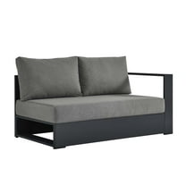 Modular Lounge Loveseat Sofa, Grey Gray, Aluminum Metal, Outdoor Patio Balcony Cafe Bistro Garden Hospitality Restaurant, Modern Contemporary HB36551