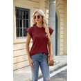 thumbnail image 6 of Summer Round Neck Women's Solid Color Short-sleeved Loose Casual T-shirt, 6 of 11