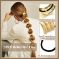 thumbnail image 3 of 7 Pcs Gold Metal Elastic Hair Ties, with Unique Geometric Design for Thick Hair, Ponytail Cuff Holders for Women Hair Accessories, 3 of 8