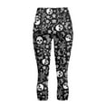 thumbnail image 5 of SCRAWLGOD Skull Floral Branch Black Capri Leggings for Women, High Waist Capri Yoga Leggings, Squat Proof Running Yoga Pants, Soft Workout Running Tummy with Pockets for Women, S, 5 of 7
