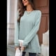 thumbnail image 4 of Camiseta Holgada de Larga con Cuello Redondo y Estampado Geométrico de Jacquard para Mujer, Ropa de Invierno 2025 Verde Oscuro S, 4 of 10