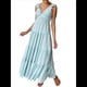 thumbnail image 2 of Vestido de Verano para Mujer, Informal, Sin Mangas, con Escote en V y Fruncido, para Playa. Azul M, 2 of 10