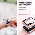 thumbnail image 4 of Waterproof Case Compatible with Apple Watch 41mm Series 7 & Series 8 with Tempered Glass Screen Protector, iWatch Full Protective Hard PC Bumper Case Face Cover for Men Women (41mm, Pink), 4 of 5