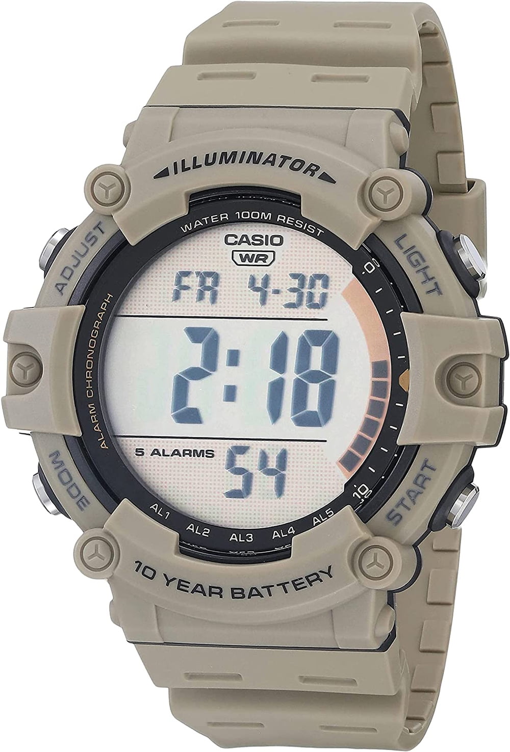 Casio Men's Wide Face Digital Tan Resin Strap Watch