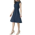 thumbnail image 4 of MODA NOVA Juniors Wear to Work Ruffled Sleeve Button Down Belted Knee Length Shirt Dress, 4 of 6