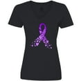 thumbnail image 3 of Inktastic Alzheimer's Awareness Purple Ribbon made of Heart Women's V-Neck T-Shirt, 3 of 5