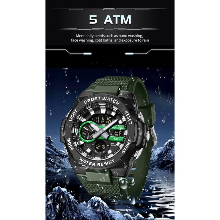 Unisex Dual Display Analog Digital Sports Watch with Alarm Stopwatch 5ATM Ravel Men main image 4