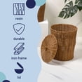 thumbnail image 2 of happimess Ollie Coastal Contemporary Resin 4.7-Gallon Tapered Round Wicker Waste Basket with Lid, Brown (Set of 2), 2 of 6