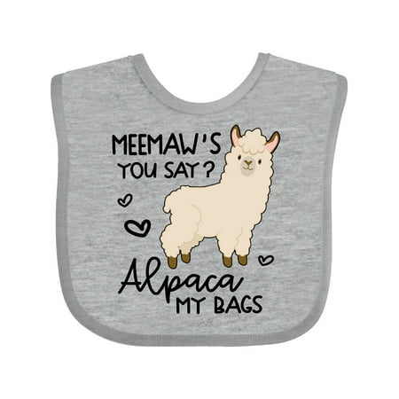 

Inktastic Meemaw s You Say Alpaca My Bags Gift Baby Boy or Baby Girl Bib