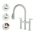 thumbnail image 6 of Mondawe 3 Way Spray Function Bridge Kitchen Faucet, 2 Handles Bathroom Faucets for Sink, with Pull Down Sprayer 8" Widespread 360 Swivel Spout, 6 of 10