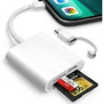 thumbnail image 1 of 2 In 1 SD and TF Card Reader for iPhone iPad, Dual Connector (Lightning & USB C) Micro SD Memory Card Adapter Portable Trail Camera Viewer, No Driver Needed, Plug and Play, 1 of 7