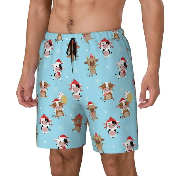 Fotbe winter cow cute Traje de Baño para Hombre – Shorts de Natación de Secado Rápido con Forro y Bolsillos-Medium