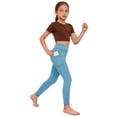 thumbnail image 2 of Dwellite Girls Athletic Leggings Ankle Length High Waisted Yoga Pants with Pockets for Kids Teen 5-13Y Blue 160, 2 of 7