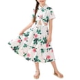 thumbnail image 2 of Girls 2 Piece Outfits Floral Lapel Button Shirts and Skirts Sets Summer Short Sleeve Suits for Kids Green 9-10 Years, 2 of 9