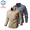 Khaki+Gray, variant on 2 Pack Men's 100% Cotton Long Sleeve Cargo Shirts, Button Down Utility Work Shirts with Dual Chest Pockets, Outdoor Casual Dress Shirts for Daily Working