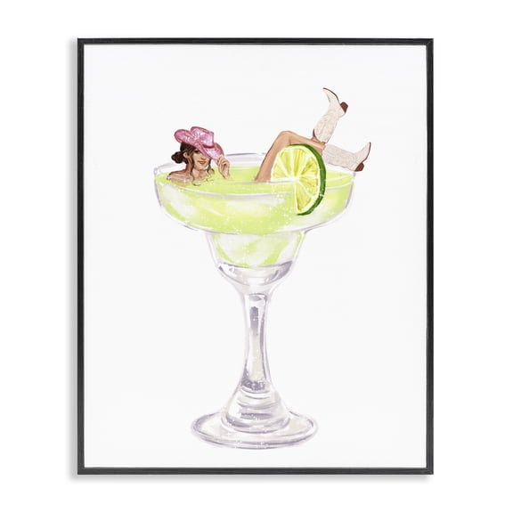 Stupell Industries Southwestern Cowgirl Lounging in Cocktail Black Framed Giclee Art, 11 x 14, by Ziwei Li