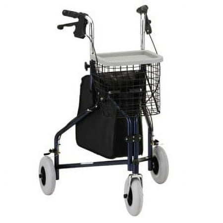 Rollator Nova Traveler 3 Wheel Steel Rolling Walker Weight Capacity 250 lbs (Blue)