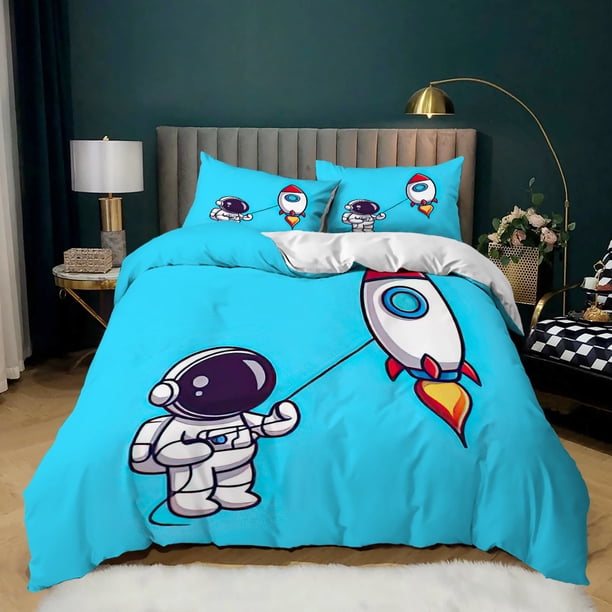 Astronaut Duvet Cover Set King Size Cartoon Astronaut Star Moon Pattern ...