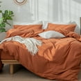 thumbnail image 5 of MooMee Duvet Cover Set 100% Washed Cotton Linen Like Textured Breathable 3 Piece (Rust Brown, King), 5 of 5
