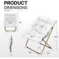 thumbnail image 3 of CRXX Saucer Chair for Adult, Square Comfy Cozy Chair Folding Chair Faux Fur Metal Frame Foldable Reading Chair Accent Chair for Bed Room Living Room, White, 3 of 15