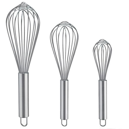 Whisks for Cooking, 3 Pack Stainless Steel Whisk for Blending, Whisking, Beating and Stirring
