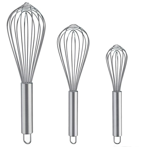 Whisks for Cooking, 3 Pack Stainless Steel Whisk for Blending, Whisking, Beating and Stirring