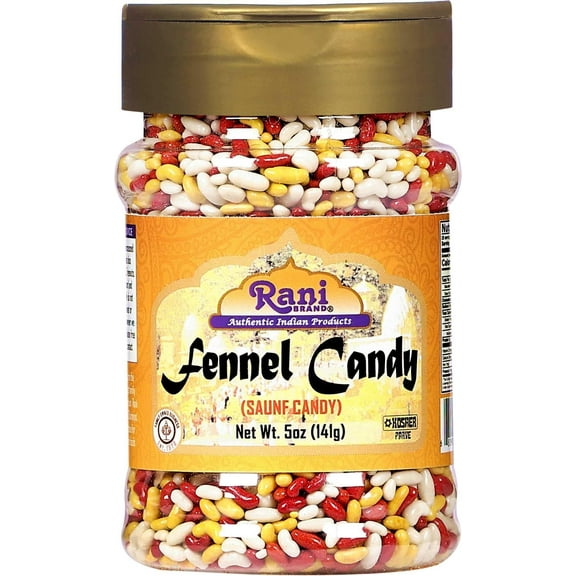 Rani Sugar Coated Fennel Candy 5oz (141g) PET Jar ~ Indian After Meal Digestive Treat | Vegan | Gluten Friendly | NON-GMO | Kosher | Indian Origin
