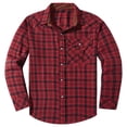 thumbnail image 4 of Mens Western Flannel Shirt Pearl Snap Long Sleeve Checkered Plaid Regular Fit Shacket Lightweight Christmas Jacket, 4 of 7
