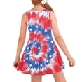 thumbnail image 2 of Renewold Blue Red Whilpool Tie Dye Tank Top Dress for Girls Fashion Stars Crewneck Sleeveless Party Midi Dresses 7-8T Youth Knee Length Twirly Sundress, 2 of 6