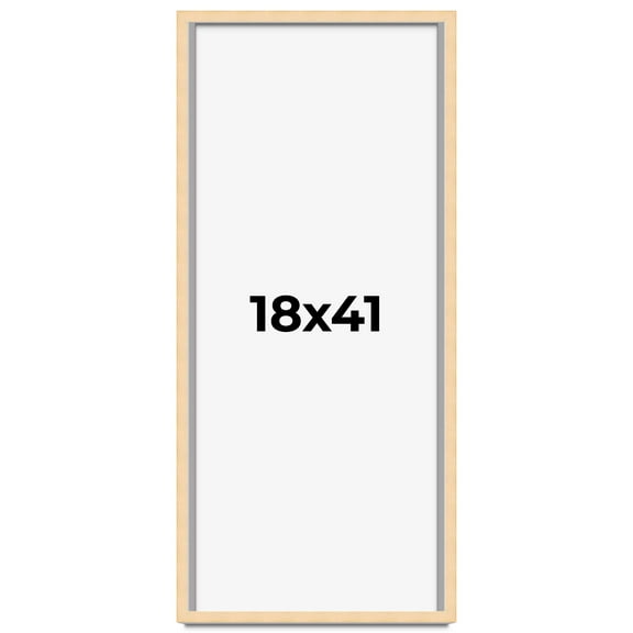 18x41 Frame Natural Wood Picture Frame | 0.75 Inch Moulding Width | with UV Acrylic Plexiglass,