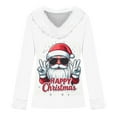 thumbnail image 4 of Mifsaly Women Christmas Sweatshirts Faux Fur Collar and Cuffs Loose Shirt V-Neck Long Sleeve Classic Pullover Tops Xmas Tree Print Festival Blouse Tunic Vintage T-Shirt 2025 Holiday Outfits, 4 of 4