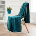 thumbnail image 2 of Chanasya Chenille Chateau Luxurious Knit Throw Blanket with Woven Boarder - Super Soft and Classy Subtle Shimmer for Home Decor, Sofa, Chair, Living Room, and Bedroom (50x65 Inches) Teal, 2 of 3