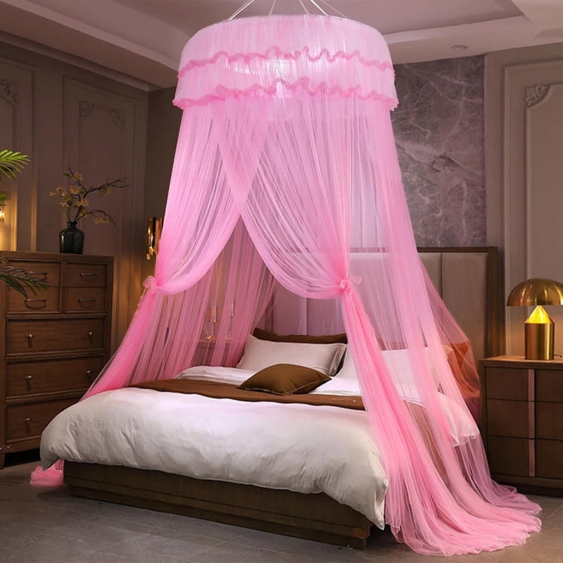 Bed Canopy Lace Mosquito Net for Girls Beds, Unique Princess Play Tent Mesh Canopies Large Lace Dome Curtain Drapes Home & Travel (White)